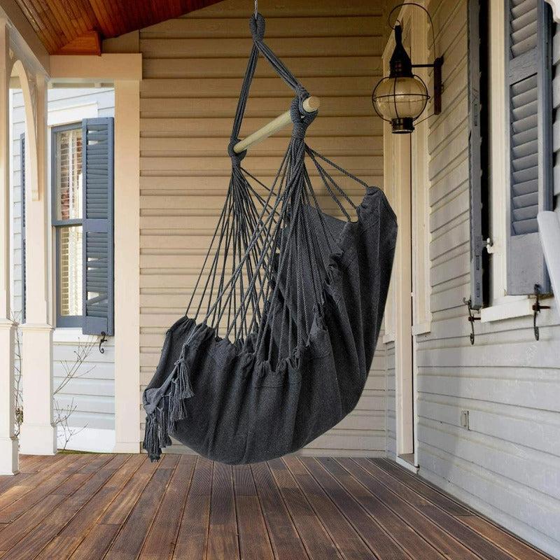 Silla Colgante Columpio Hamaca Con Almohadones - Norplat Gris Oscuro