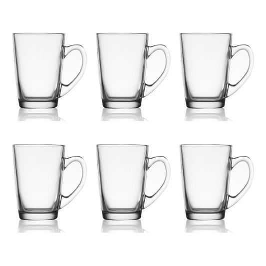 Set 6 Tazas Para Café Con Leche Té Capuccino Vidrio 250ml