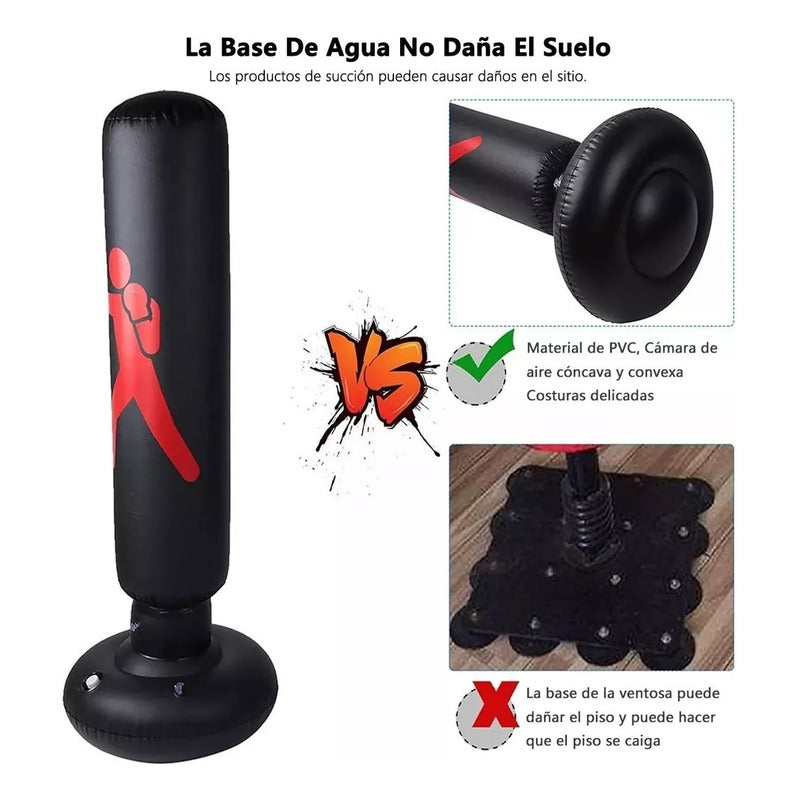 Saco De Boxeo De Pie Inflable 160cm + Bomba De Pie