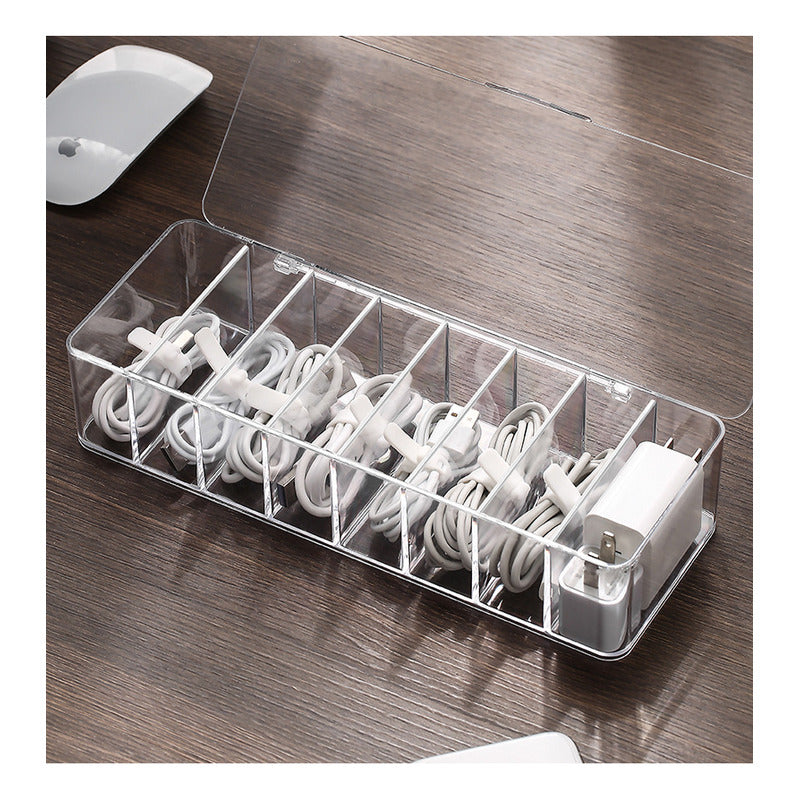 Caja Almacenamiento Organizadora Plastica Cable Tapa Norplat Blanco