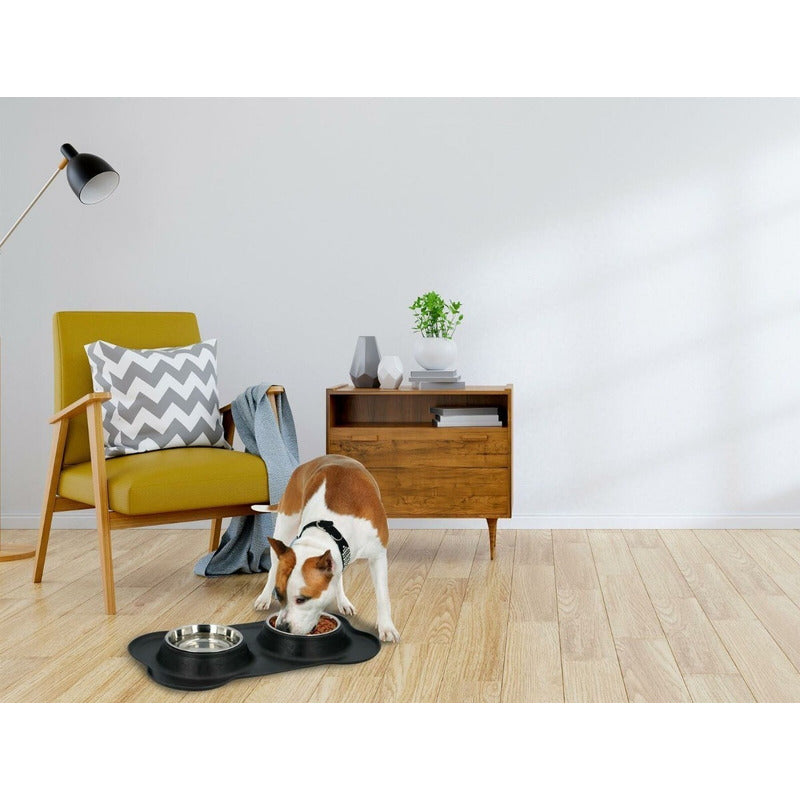Plato Doble Silicona Platos Para Perro Bebedero Comedero Wuf