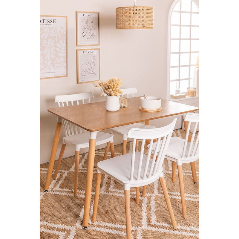 Silla Windsor Pack 4 Estilo Retro Estructura De La Silla Blanco