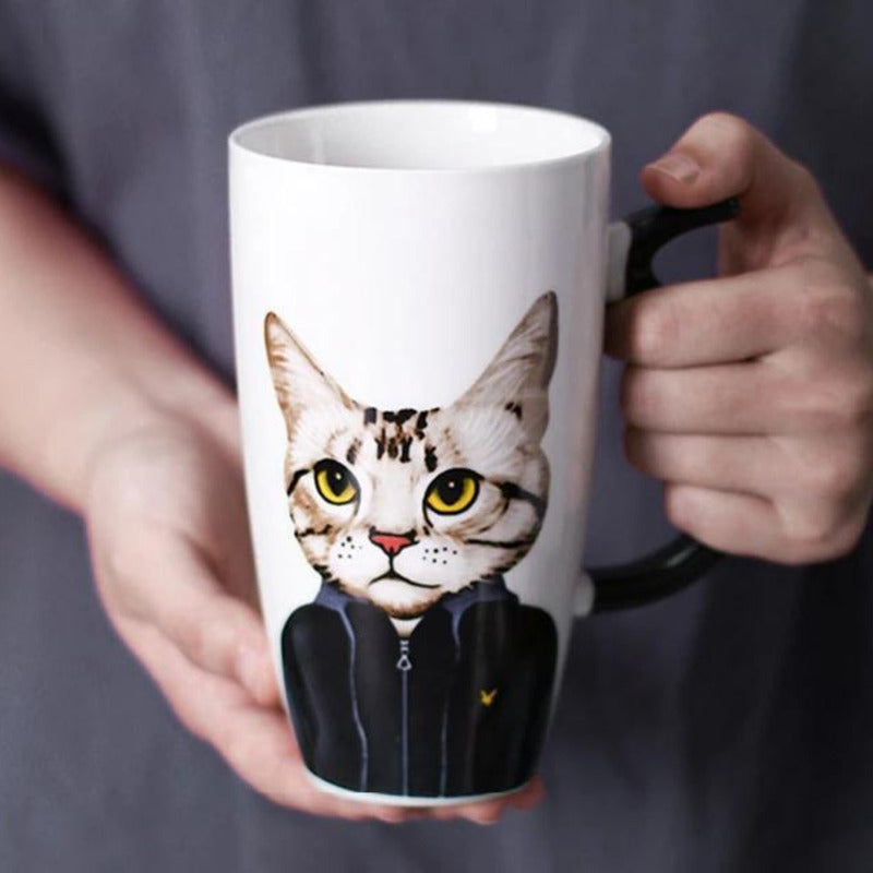 Taza Tazón Grande Gato 650ml Tapa Cuchara Bombilla - Norplat