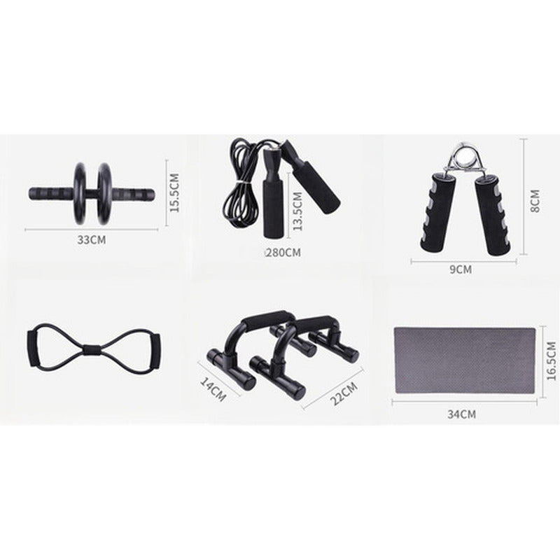 Set Deportivo 7 En 1 Rodillo Rueda Abdominal Cuerda Norplat