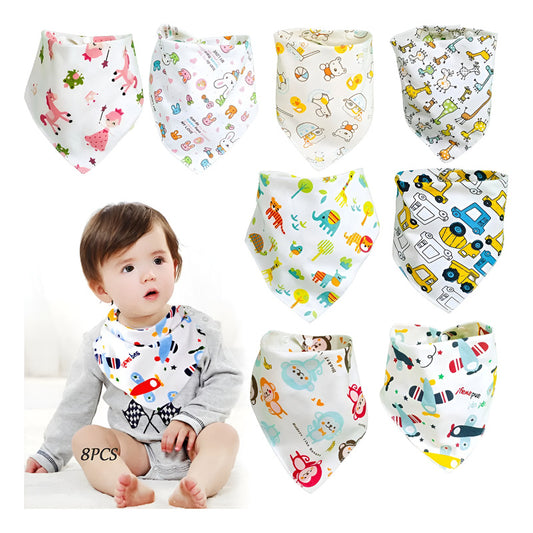 Pack 8 Bandanas Baberos Impermeables Suave Algodón Cute