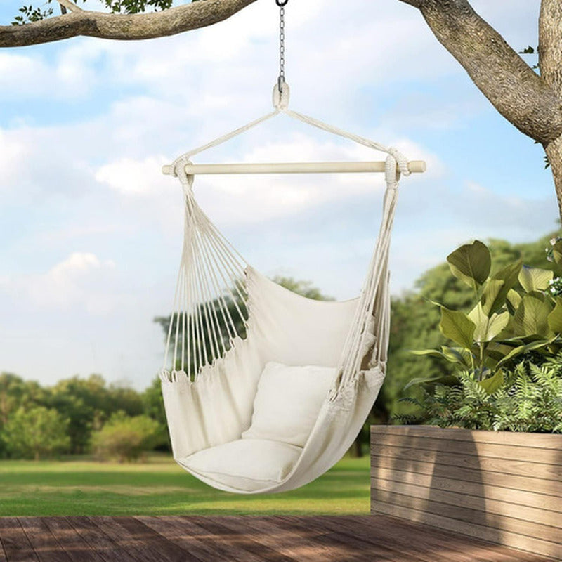 Silla Colgante Columpio Hamaca Con Almohadones - Norplat Beige