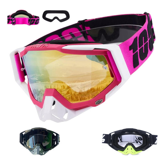 Antiparras Gafas Uv Motocross Scooter Moto Snowboard Norplat Rosa Chicle Dorado Adulto