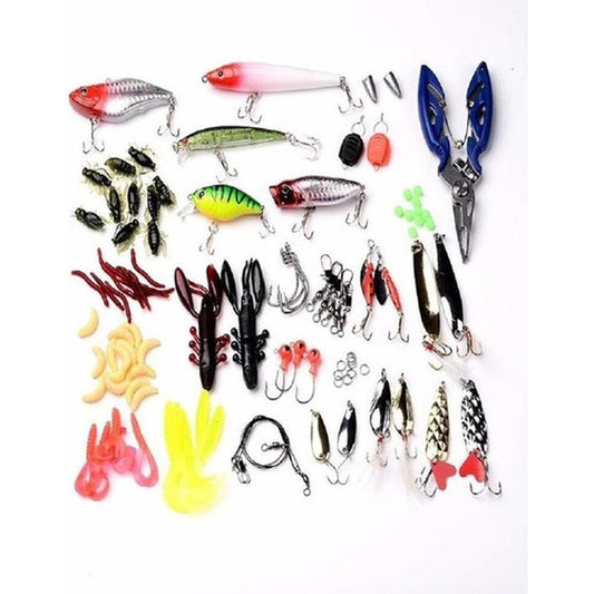 Kit De Pesca 101 Señuelos Alicates Anzuelos Vinilos Norplat