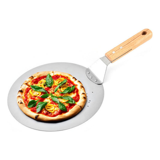 Pala De Pizza Redonda 30 Cm Acero Inox Con Mango De Madera