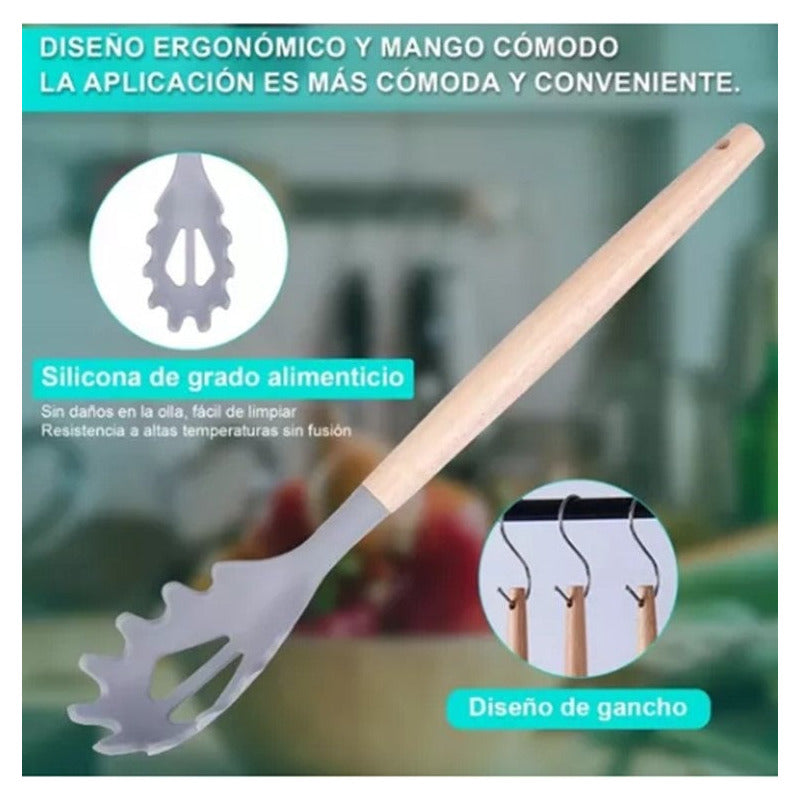 Set 19 Utensilios Cocina Acero Inoxidable Silicona - Norplat