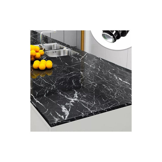 Vinilo Decorativo Adhesivo Norplat Para Cocina Marmol 2mts Negro