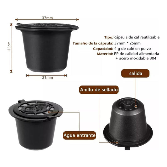 6 Capsulas Cafe Reutilizable Para Cafetera Nespresso Norplat