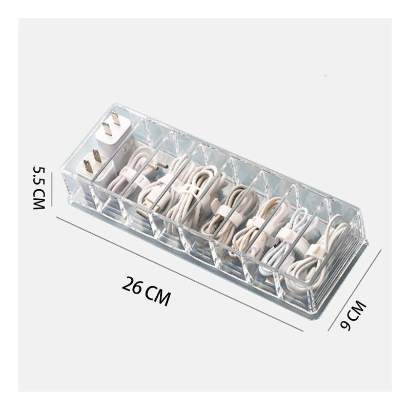 Caja Almacenamiento Organizadora Plastica Cable Tapa Norplat Blanco