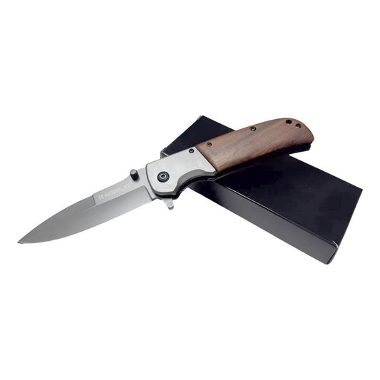 Cuchillo Automatico Norplat Navaja Retractil Mango Madera