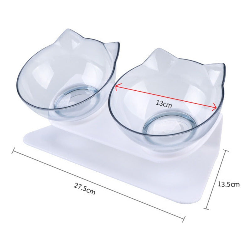 Plato Doble Para Mascotas Con Forma De Gato 15° - Wuf
