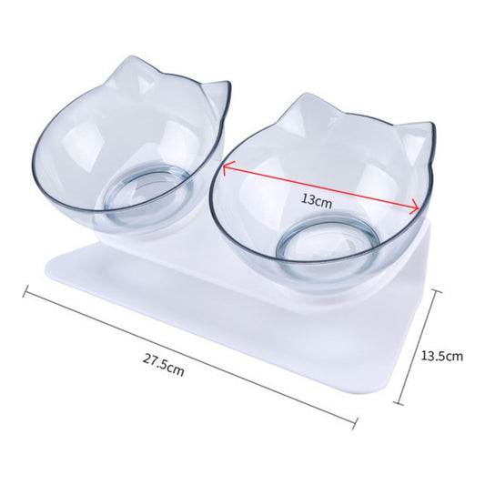 Plato Doble Para Mascotas Con Forma De Gato 15° - Wuf