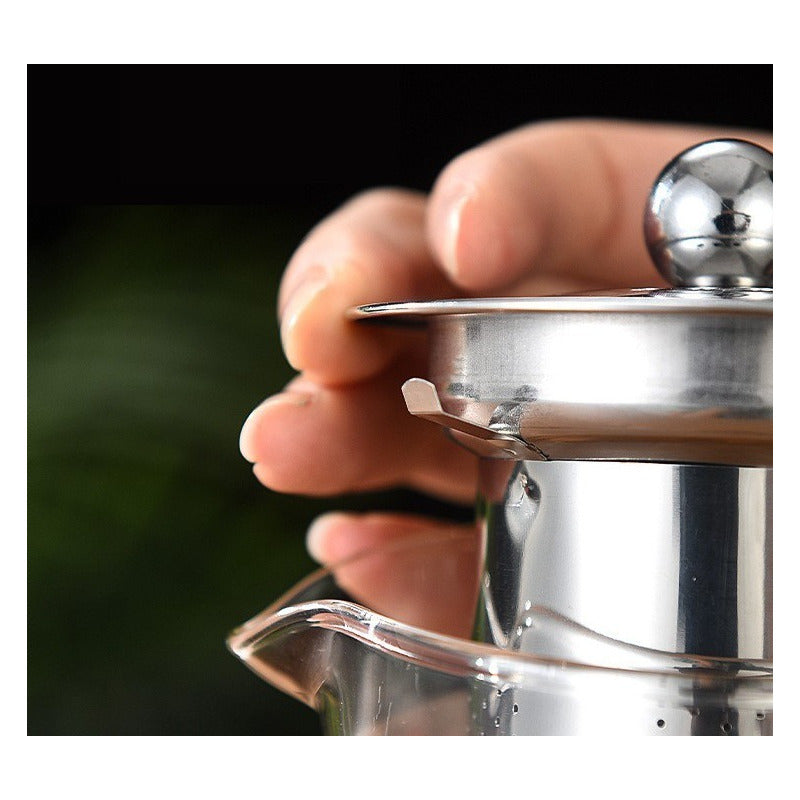 Set Tetera Té Acero Vintage Vidrio 500 Ml Premium - Cukin