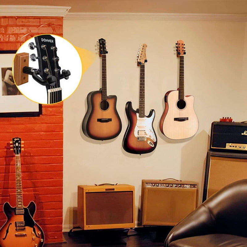 Soporte Guitarra De Pared En Madera Colgador Bajo - Norplat