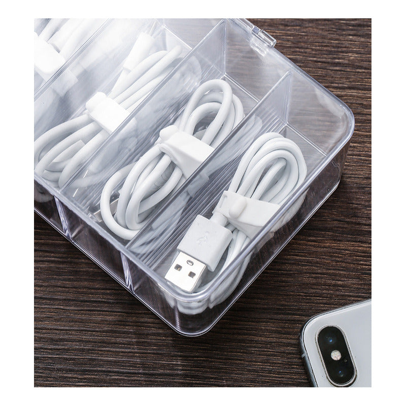 Caja Almacenamiento Organizadora Plastica Cable Tapa Norplat Blanco