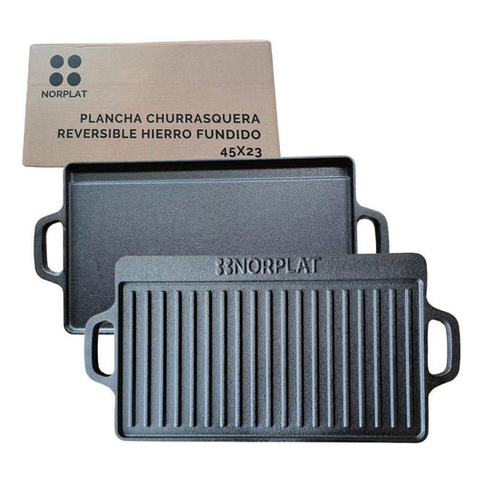 Plancha Churrasquera Norplat Hierro Fundido 2en1 45x22x1.5cm