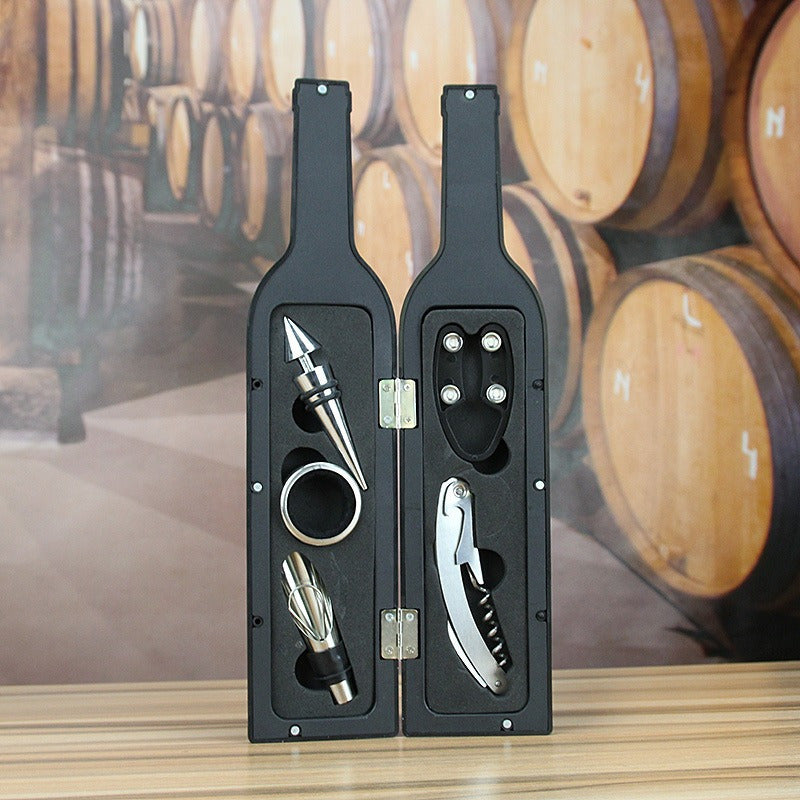Set Descorchador Y Accessorios Para Vino En Estuche Botella