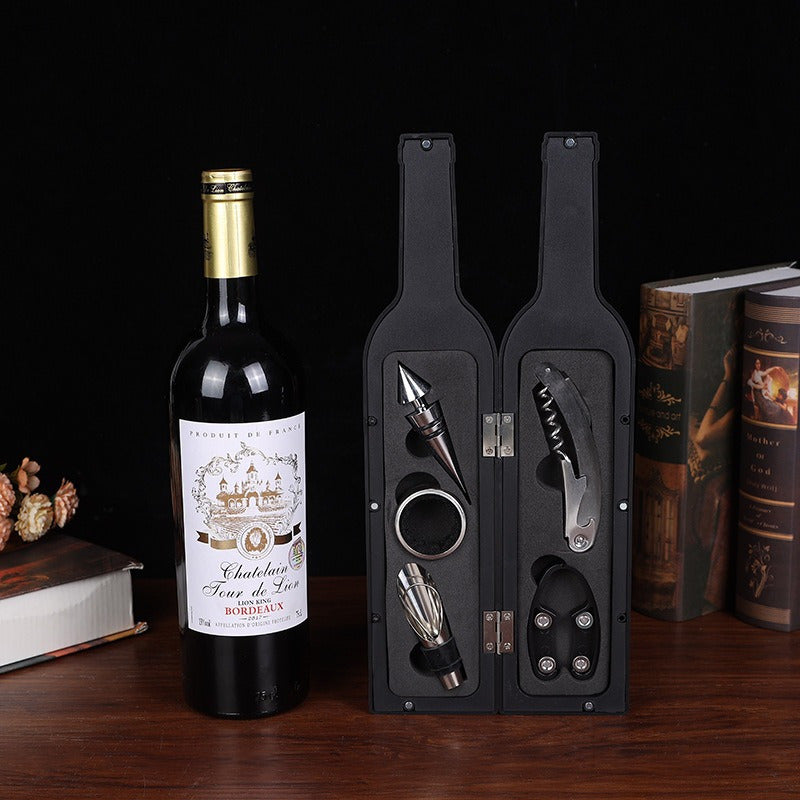 Set Descorchador Y Accessorios Para Vino En Estuche Botella