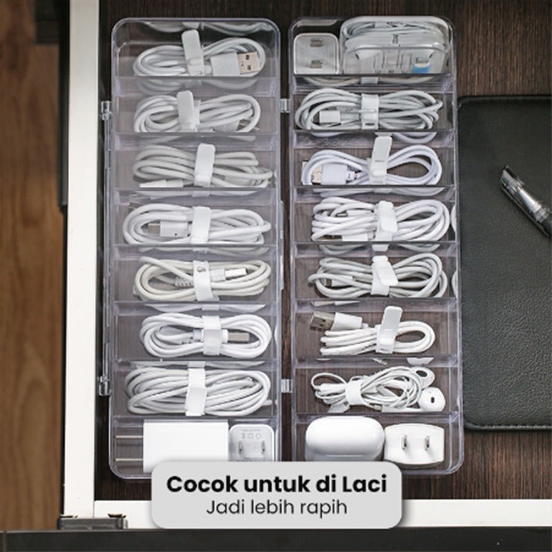 Caja Almacenamiento Organizadora Plastica Cable Tapa Norplat Blanco
