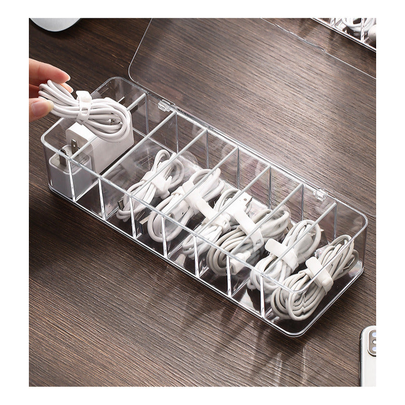 Caja Almacenamiento Organizadora Plastica Cable Tapa Norplat Blanco