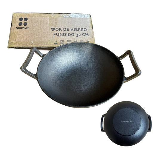 Wok De Hierro Fundido 32 X 9 Cm Redondo - Norplat