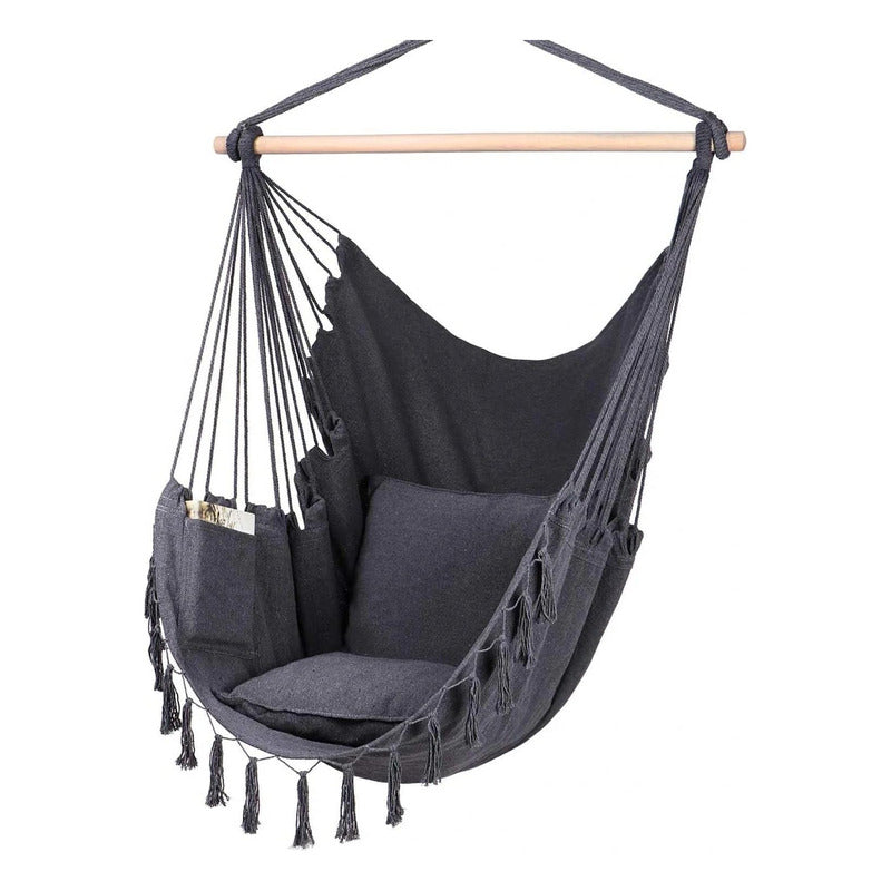 Silla Colgante Columpio Hamaca Con Almohadones - Norplat Gris Oscuro