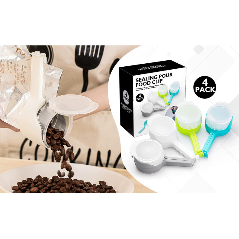 Pack 4 Clips Sella Bolsas Alimentos Con Tapas - Norplat