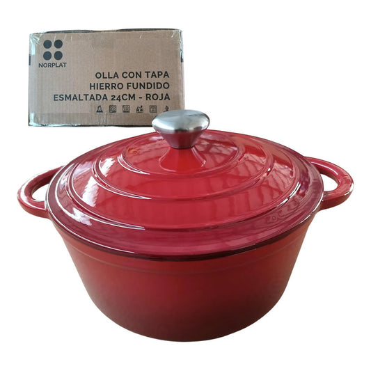 Olla De Hierro Fundido Esmaltada 24 Cm 3.5 Lts - Norplat