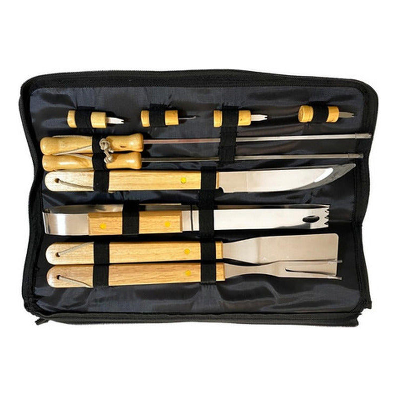 Set Parrillero 10 Herramientas Con Bolso Kit Asado - Norplat