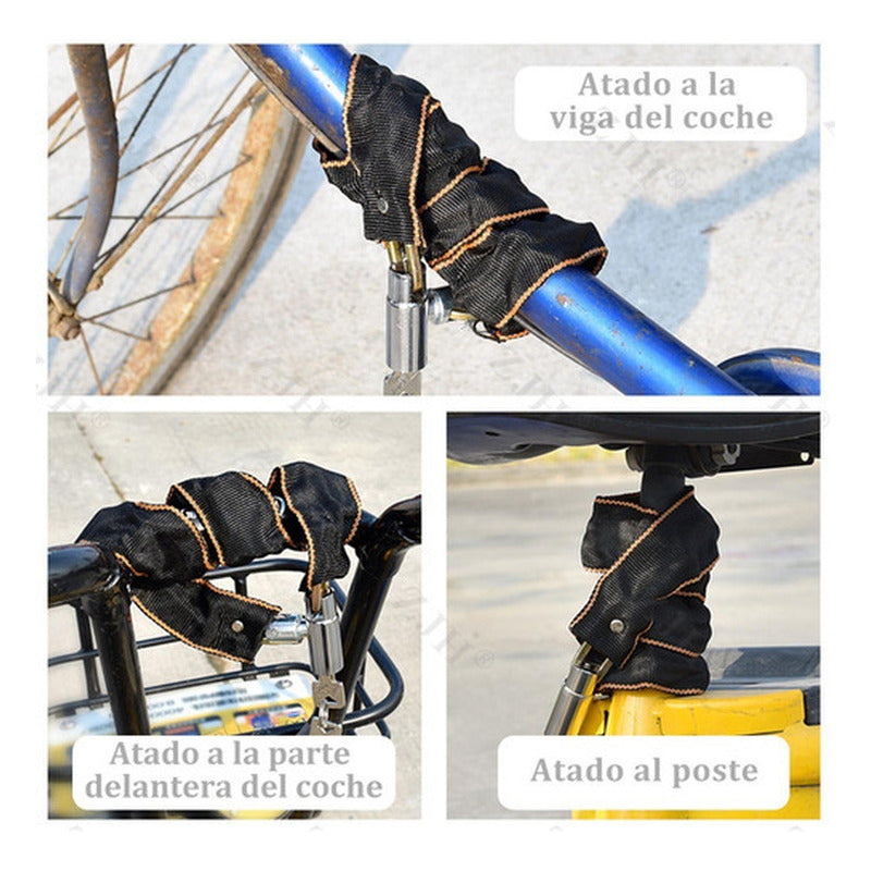 Candado Bicicleta Con Cadena Acero Cobertor Textil Norplat