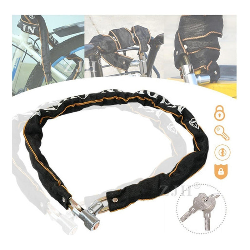 Candado Bicicleta Con Cadena Acero Cobertor Textil Norplat