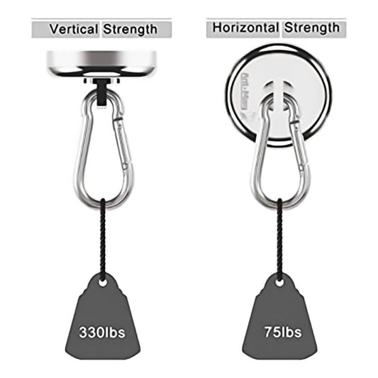 Ganchos Magnéticos Para 40 Kg Con Imán Neodimio Y Mosquetón