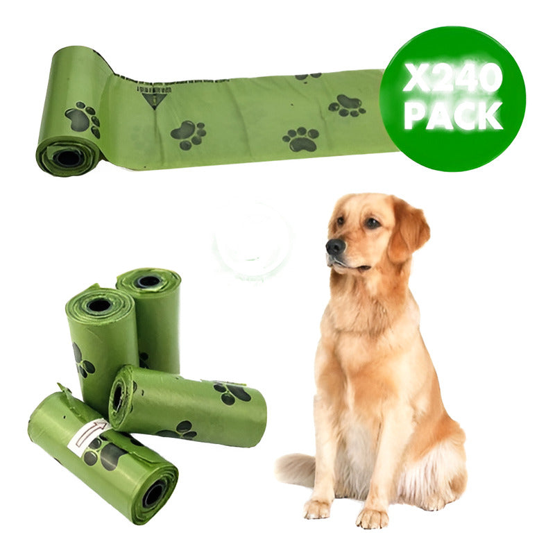 240 Bolsas Biodegradable 16 Rollos Ecologicas Fecas Perro Amarillo