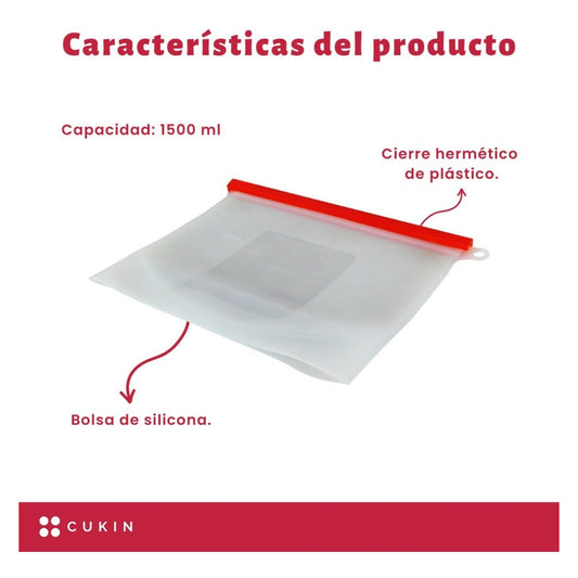 Bolsas De Silicona Reutilizable Con Cierre De 1500ml - Cukin