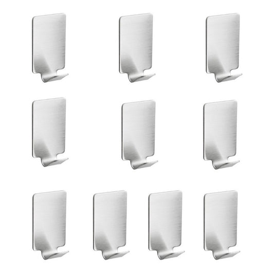 Pack De 10 Colgadores Percha Ancho Baño Organizador Adhesivo Plateado