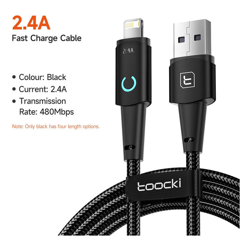 Cable Usb Para iPhone 2.4a 2 Metros Carga Rapida - Toocki