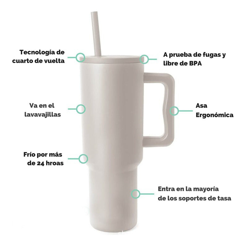 Norplat Tumbler 1180ml Vaso Térmico 40oz 1180ml Con Bombilla