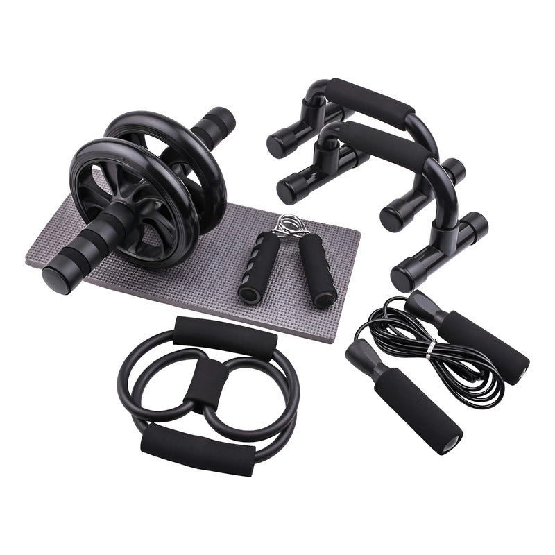 Set Deportivo 7 En 1 Rodillo Rueda Abdominal Cuerda Norplat