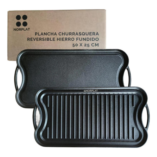 Plancha Hierro Fundido Churrasquera 2 En 1 50x25cm - Norplat