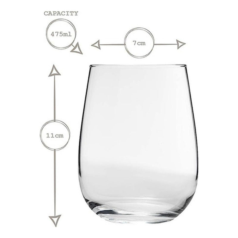 Set 6 Vasos De Vidrio 475ml Agua Vino Bebidas - Norplat