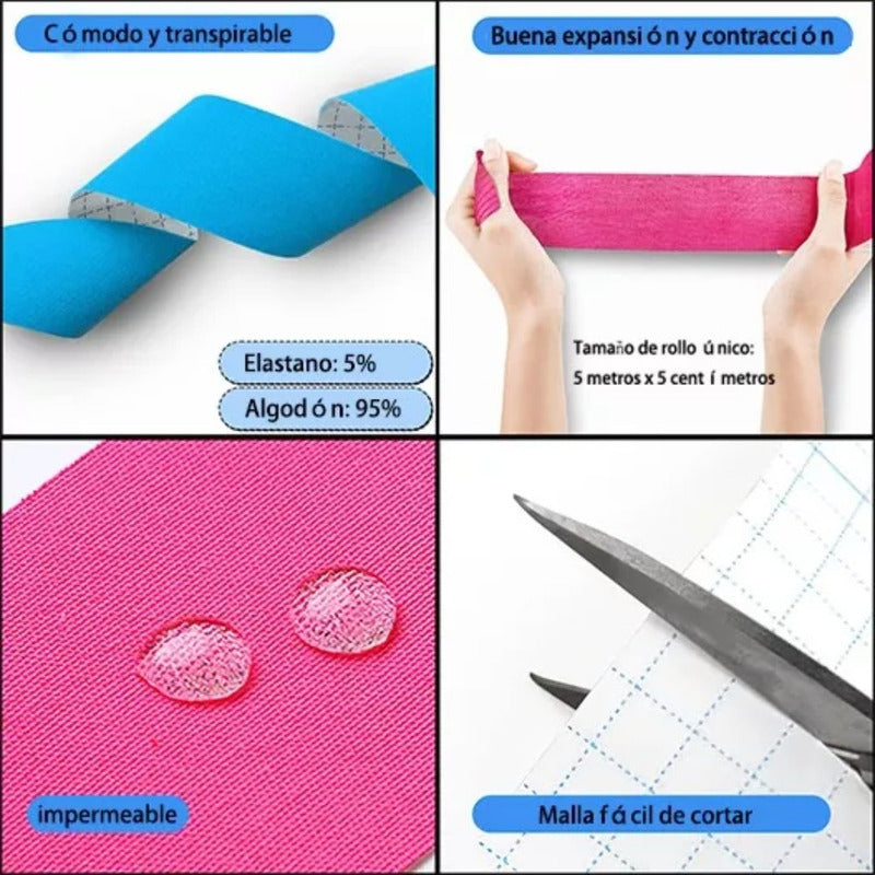 Cinta Kinesiológicas Vendaje Neuromuscular Tape X6pcs 5mx5cm