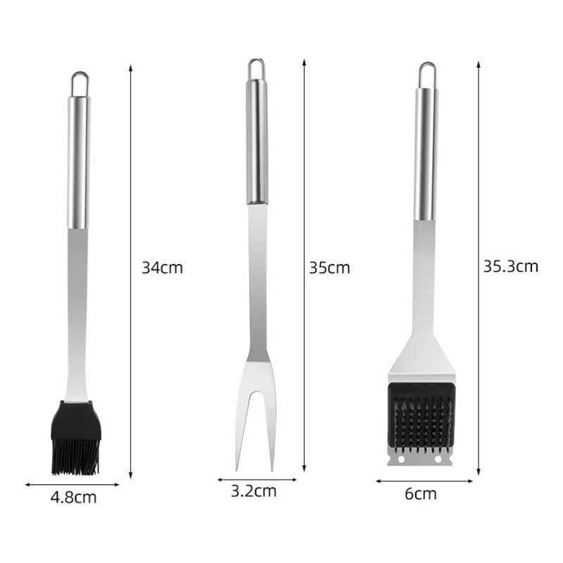 Set Parrillero 20 Piezas De Acero Inoxidable + Bolso Norplat