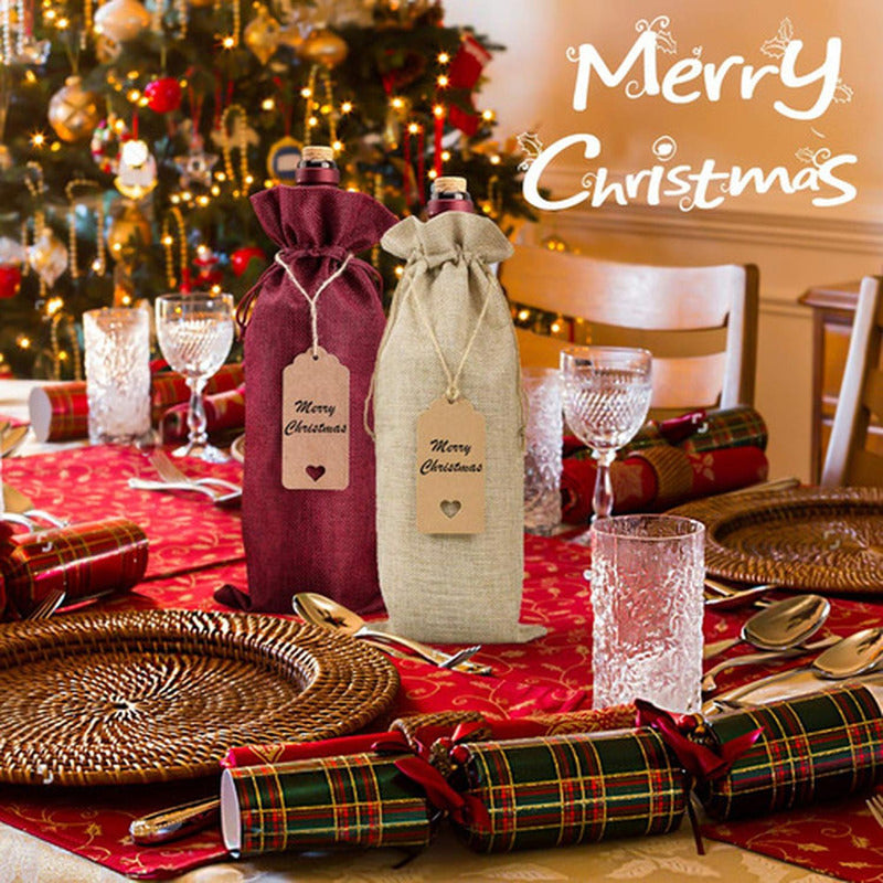 Bolsas De Regalos Navidad Para Botellas Vino 12u - Norplat