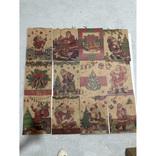 12 Bolsas De Regalo Navidad Kraft Premium Grande - Norplat
