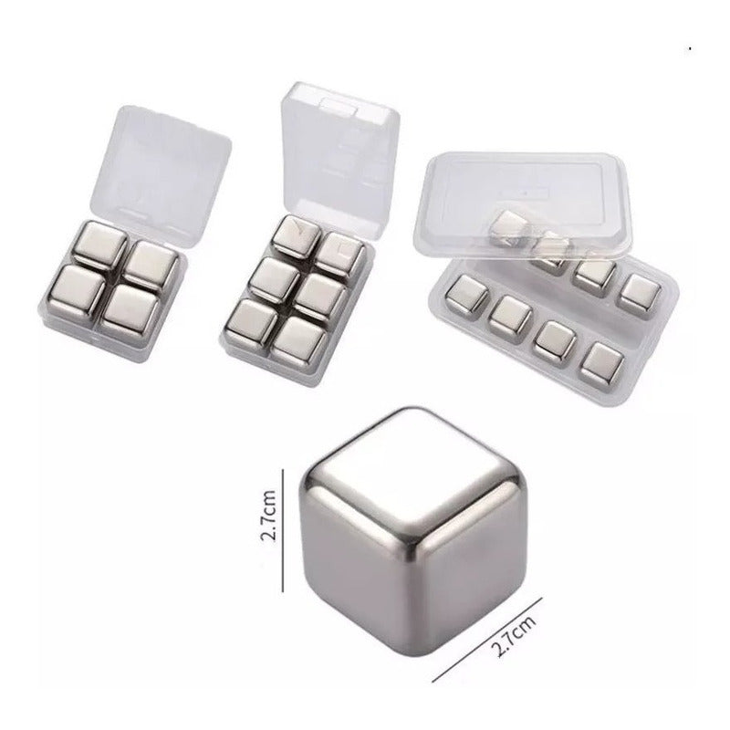 4 Cubitos De Hielo Acero Inoxidable Reutilizables Cubo Cukin