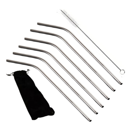 Set 6 Bombillas Bebida Reusable Bolsa + Limpiador - Norplat